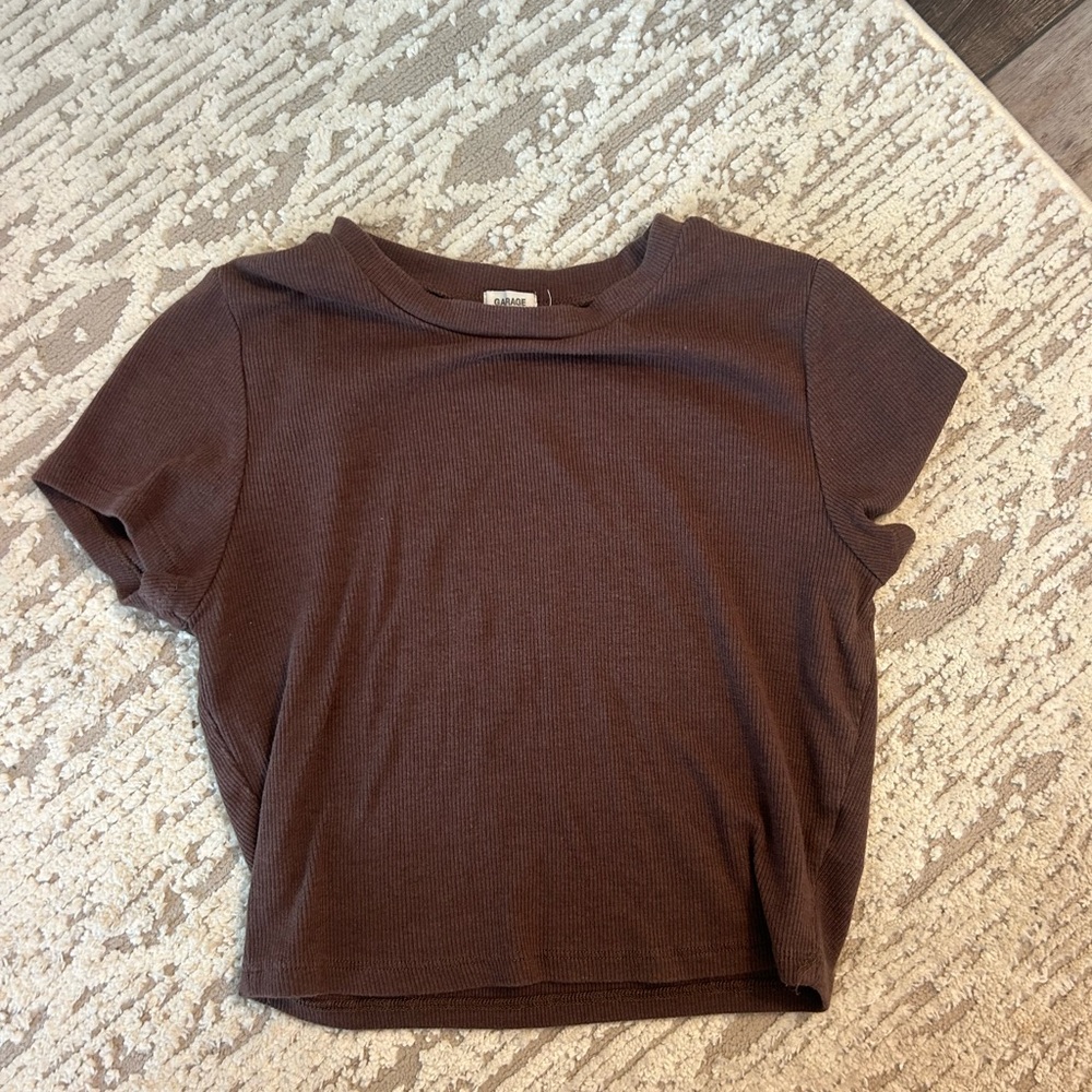 Brown Garage Ribbed Top